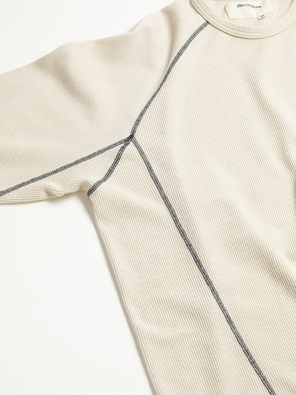 【ANACHRONORM - アナクロノーム】AN370 DESIGN STITCH WAFFLE L/S T-S / BEIGE (Tシャツ/ベージュ)