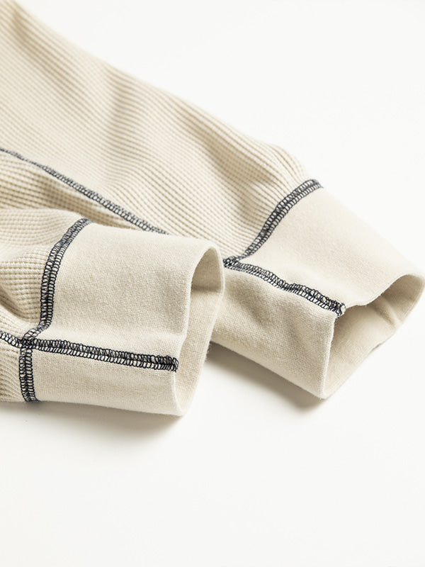 【ANACHRONORM - アナクロノーム】AN370 DESIGN STITCH WAFFLE L/S T-S / BEIGE (Tシャツ/ベージュ)