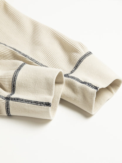 【ANACHRONORM - アナクロノーム】AN370 DESIGN STITCH WAFFLE L/S T-S / BEIGE (Tシャツ/ベージュ)