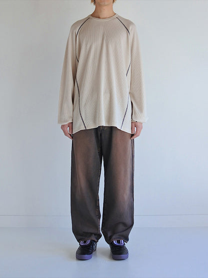 【ANACHRONORM - アナクロノーム】AN370 DESIGN STITCH WAFFLE L/S T-S / BEIGE (Tシャツ/ベージュ)