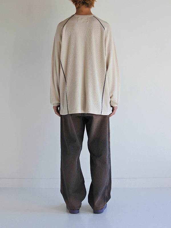 【ANACHRONORM - アナクロノーム】AN370 DESIGN STITCH WAFFLE L/S T-S / BEIGE (Tシャツ/ベージュ)