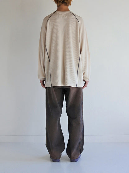 【ANACHRONORM - アナクロノーム】AN370 DESIGN STITCH WAFFLE L/S T-S / BEIGE (Tシャツ/ベージュ)