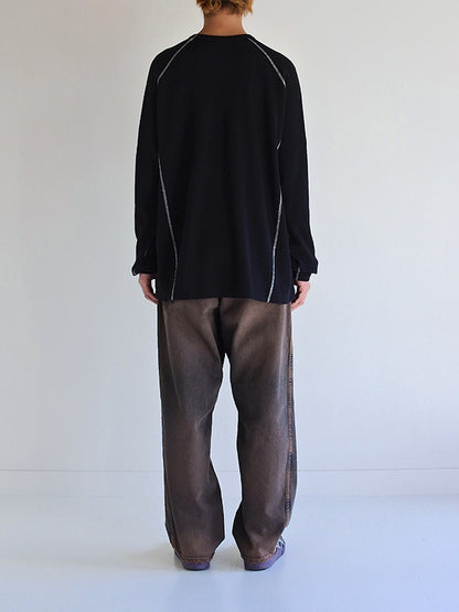 【ANACHRONORM - アナクロノーム】AN370 DESIGN STITCH WAFFLE L/S T-S / BLACK (Tシャツ/ブラック)