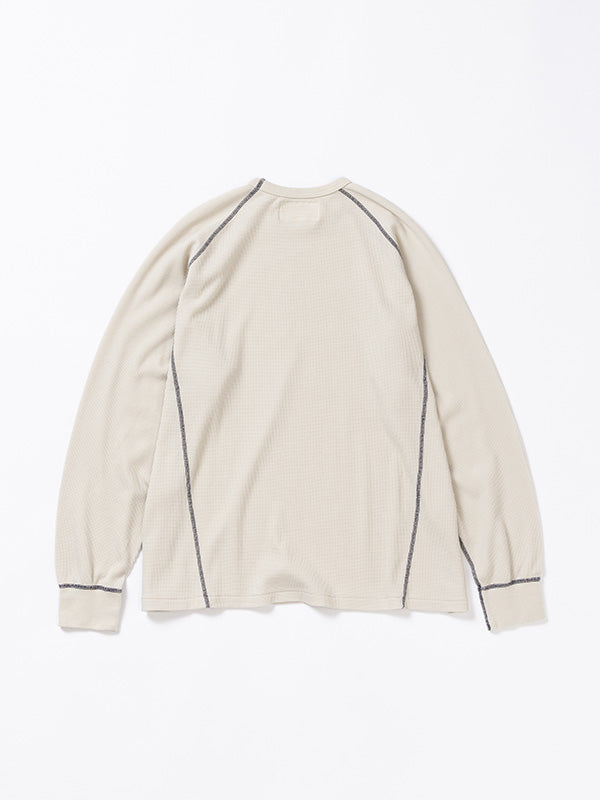 【ANACHRONORM - アナクロノーム】AN370 DESIGN STITCH WAFFLE L/S T-S / BEIGE (Tシャツ/ベージュ)