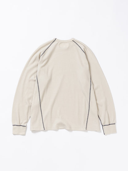 【ANACHRONORM - アナクロノーム】AN370 DESIGN STITCH WAFFLE L/S T-S / BEIGE (Tシャツ/ベージュ)