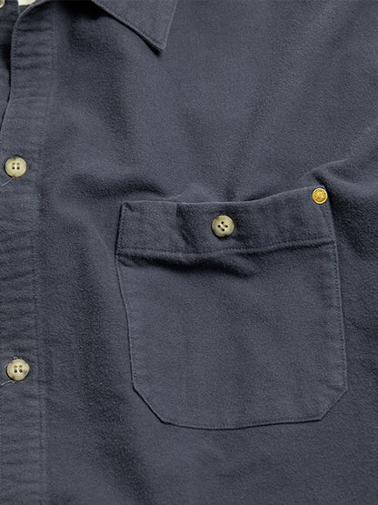【ANACHRONORM - アナクロノーム】AN380 COTTON SUEDE WIDE SHIRTS BLUE GRAY / BLUE GRAY (シャツ/ブルーグレー)