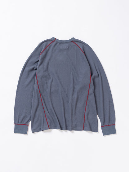 【ANACHRONORM - アナクロノーム】AN370 DESIGN STITCH WAFFLE L/S T-S / BLUE GREY (Tシャツ/ブルーグレー)