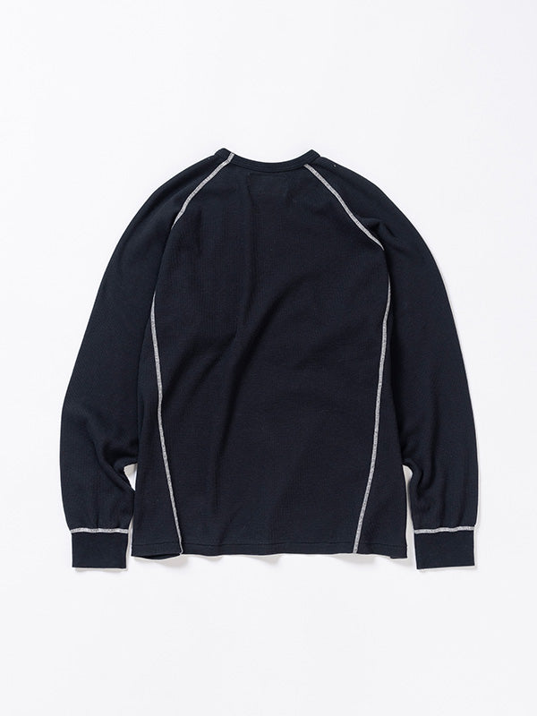 【ANACHRONORM - アナクロノーム】AN370 DESIGN STITCH WAFFLE L/S T-S / BLACK (Tシャツ/ブラック)