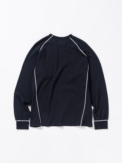 【ANACHRONORM - アナクロノーム】AN370 DESIGN STITCH WAFFLE L/S T-S / BLACK (Tシャツ/ブラック)