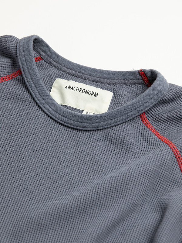【ANACHRONORM - アナクロノーム】AN370 DESIGN STITCH WAFFLE L/S T-S / BLUE GREY (Tシャツ/ブルーグレー)
