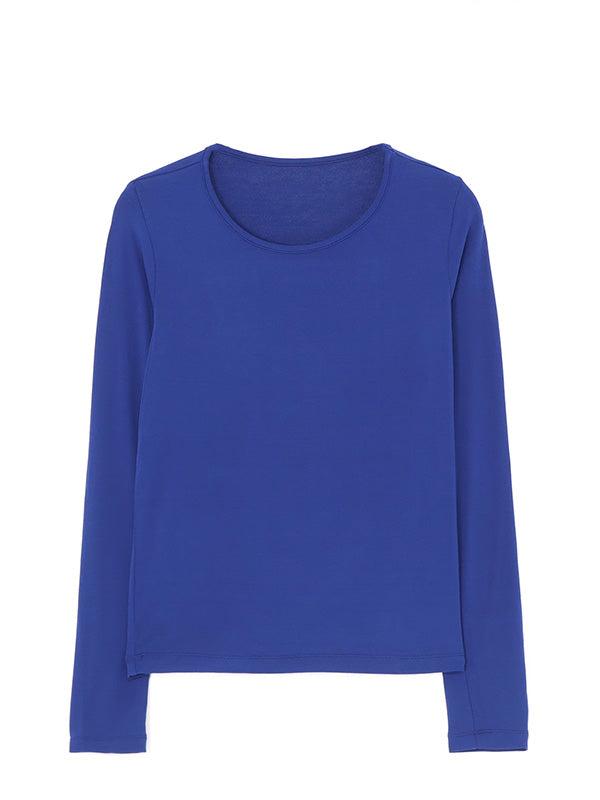 【Y's - ワイズ】RAYON JERSEY ROUND NECK LONG SLEEVE T/BLUE(Tシャツ/ブルー)