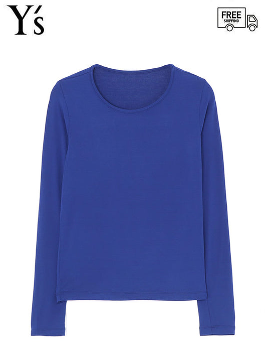 【Y's - ワイズ】RAYON JERSEY ROUND NECK LONG SLEEVE T/BLUE(Tシャツ/ブルー)
