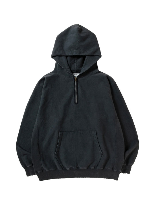 【NEXUS Ⅶ -ネクサスセブン】DAMAGED HALF ZIP HOODY / FADE BLACK（パーカー/ブラック)
