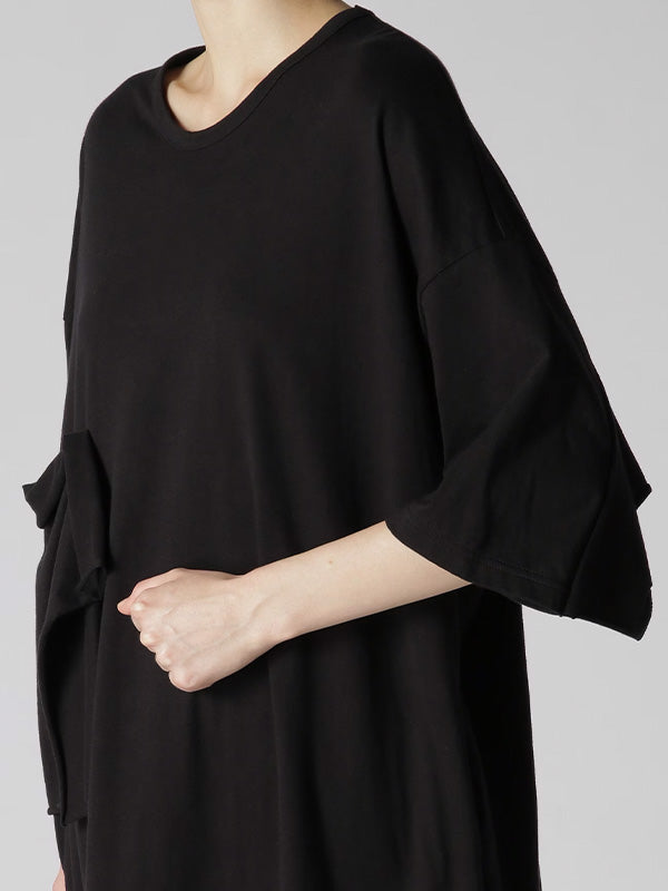 【Y's - ワイズ】SOFT COTTON JERSEY FLAP POCKET LONG PULLOVER /BLACK(カットソー/ブラック)