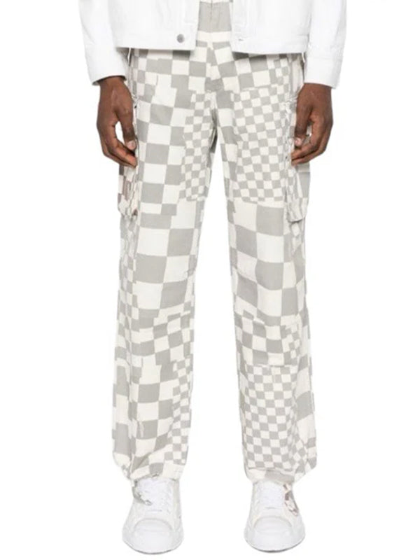 【ERL - イーアールエル】distressed checked straight trousers / MULTI (パンツ)