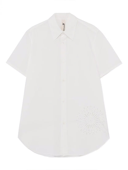 【Ground Y - グラウンドワイ】COTTON POLYESTER SHIRT CROSS SHORT SLEEVE SHIRT(シャツ/ホワイト)