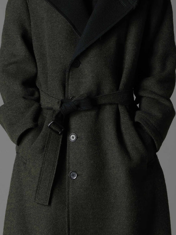 【Ground Y - グラウンドワイ】DOUBLE WEAVE MELTON UNRRIMMED HOODED COAT / KHAKI (コート/カーキ)