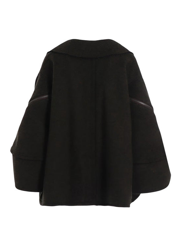 【Ground Y - グラウンドワイ】DOUBLE WEAVE MELTON SHORT LENGTH BIG SLEEVE DOUBLE COAT / KHAKI (コート/カーキ)