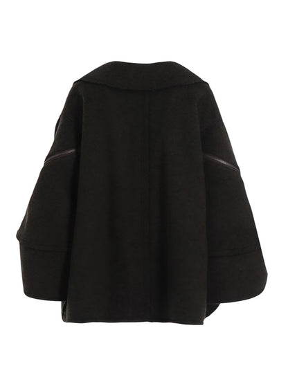 【Ground Y - グラウンドワイ】DOUBLE WEAVE MELTON SHORT LENGTH BIG SLEEVE DOUBLE COAT / KHAKI (コート/カーキ)