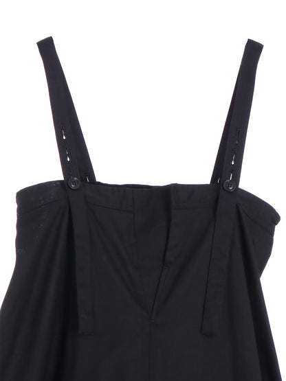 【Y's - ワイズ】Y's BORN PRODUT THIN COTTON TWILL ASYMMETERIC SHOULDER STRAP DRESS /BLACK(ドレス/ブラック)