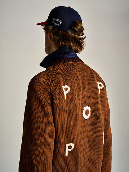 【POP TRADING COMPANY - ポップ トレーディング カンパニー】KNITTED LOGO CREWNECK / BISON(ニット)