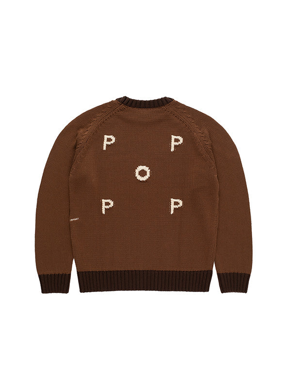 【POP TRADING COMPANY - ポップ トレーディング カンパニー】KNITTED LOGO CREWNECK / BISON(ニット)