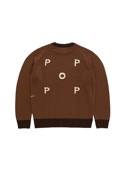 【POP TRADING COMPANY - ポップ トレーディング カンパニー】KNITTED LOGO CREWNECK / BISON(ニット)