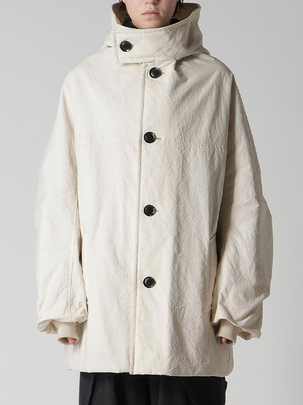 【Y's - ワイズ】NY/ VINTAGE OXFORD HOODIE COAT / OFF WHITE (コート/オフホワイト)