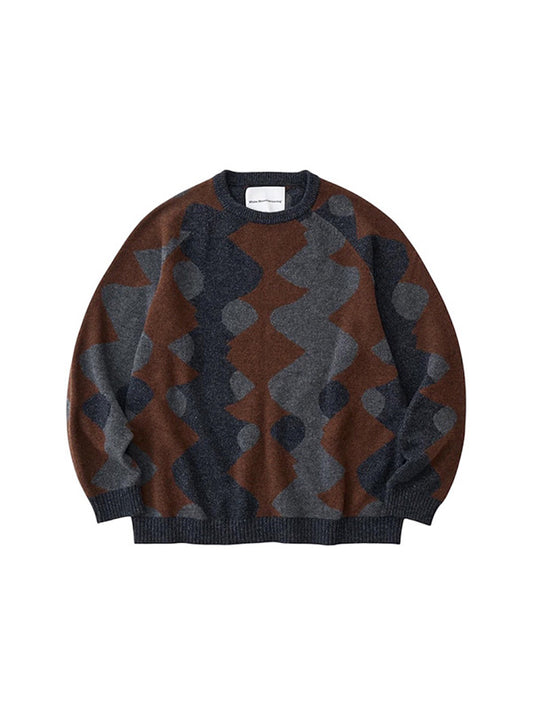 【White Mountaineering - ホワイトマウンテニアリング】INTARSIA KNIT PULLOVER / CHACOAL (ニット/チャコール)