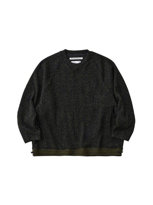 【White Mountaineering - ホワイトマウンテニアリング】MELANGE WIDE RAGLAN PULLOVER / BLACK (ニット/ブラック)