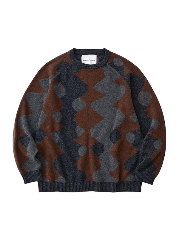 【White Mountaineering - ホワイトマウンテニアリング】INTARSIA KNIT PULLOVER / CHACOAL (ニット/チャコール)