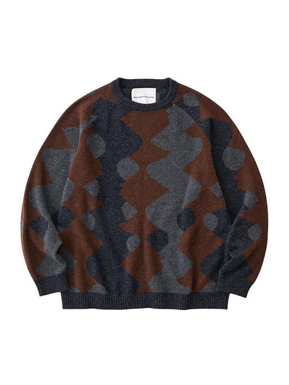 【White Mountaineering - ホワイトマウンテニアリング】INTARSIA KNIT PULLOVER / CHACOAL (ニット/チャコール)