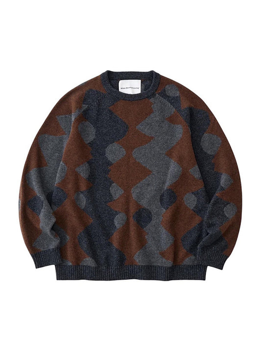 【White Mountaineering - ホワイトマウンテニアリング】INTARSIA KNIT PULLOVER / CHACOAL (ニット/チャコール)