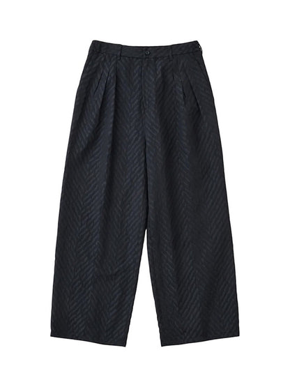 【White Mountaineering - ホワイトマウンテニアリング】HERRINGBONE JACQUARD 3 TUCK WIDE PANTS / BLACK(パンツ/ブラック)