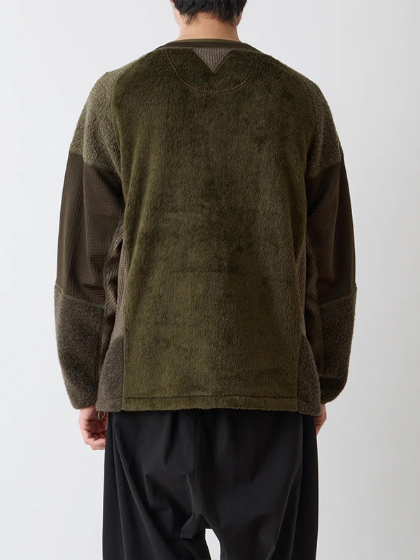 【White Mountaineering - ホワイトマウンテニアリング】PATCHWORK BLOUSON / KHAKI (フリースブルゾン/カーキ)