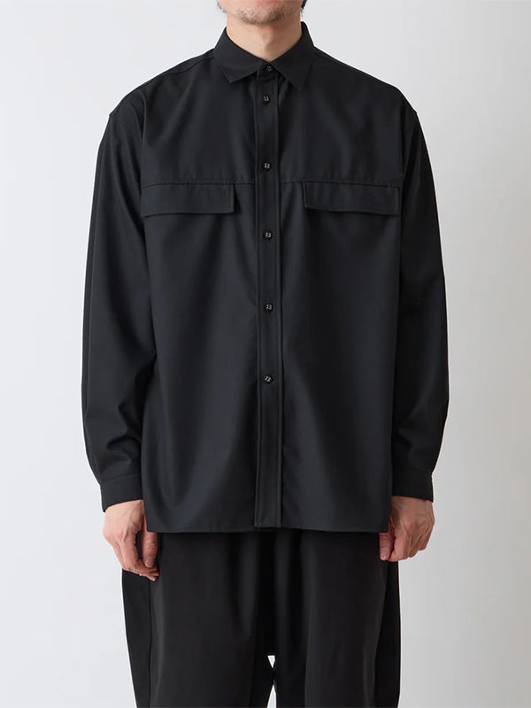 【White Mountaineering - ホワイトマウンテニアリング】MID GUSSET SLEEVE STRETCH SHIRT / BLACK (シャツ/ブラック)