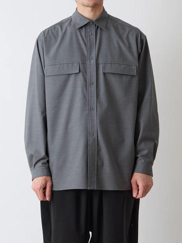 【White Mountaineering - ホワイトマウンテニアリング】MID GUSSET SLEEVE STRETCH SHIRT / GRAY (シャツ/グレー)