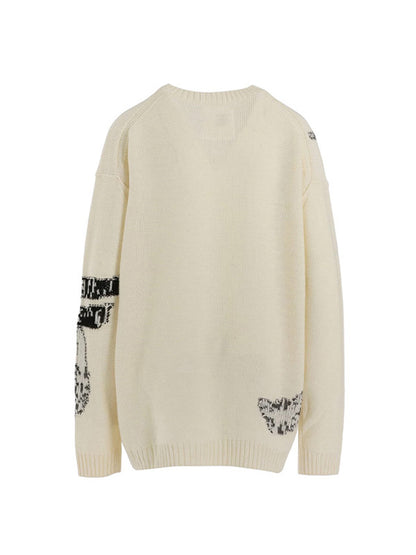 【Y's - ワイズ】REVERSIBLE INTARSIA W JQ PULLOVER / OFF WHITE (ニット/オフホワイト)