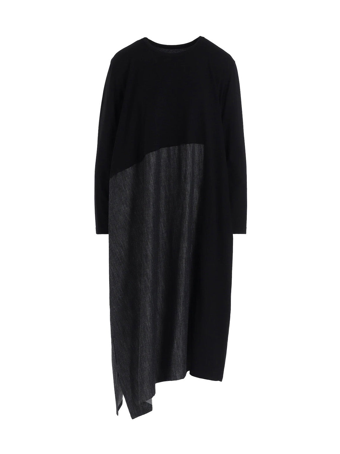【Y's - ワイズ】DENIM COMBINATION LONG SLEEVE DRESS / BLACK (ドレス/ブラック)
