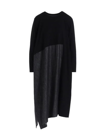 【Y's - ワイズ】DENIM COMBINATION LONG SLEEVE DRESS / BLACK (ドレス/ブラック)