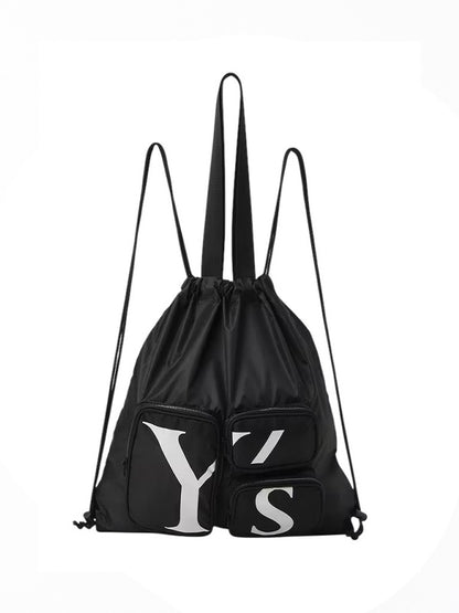 【Y's - ワイズ】POLYESTER LOGO KNAPSACK / BLACK (バッグ/ブラック)