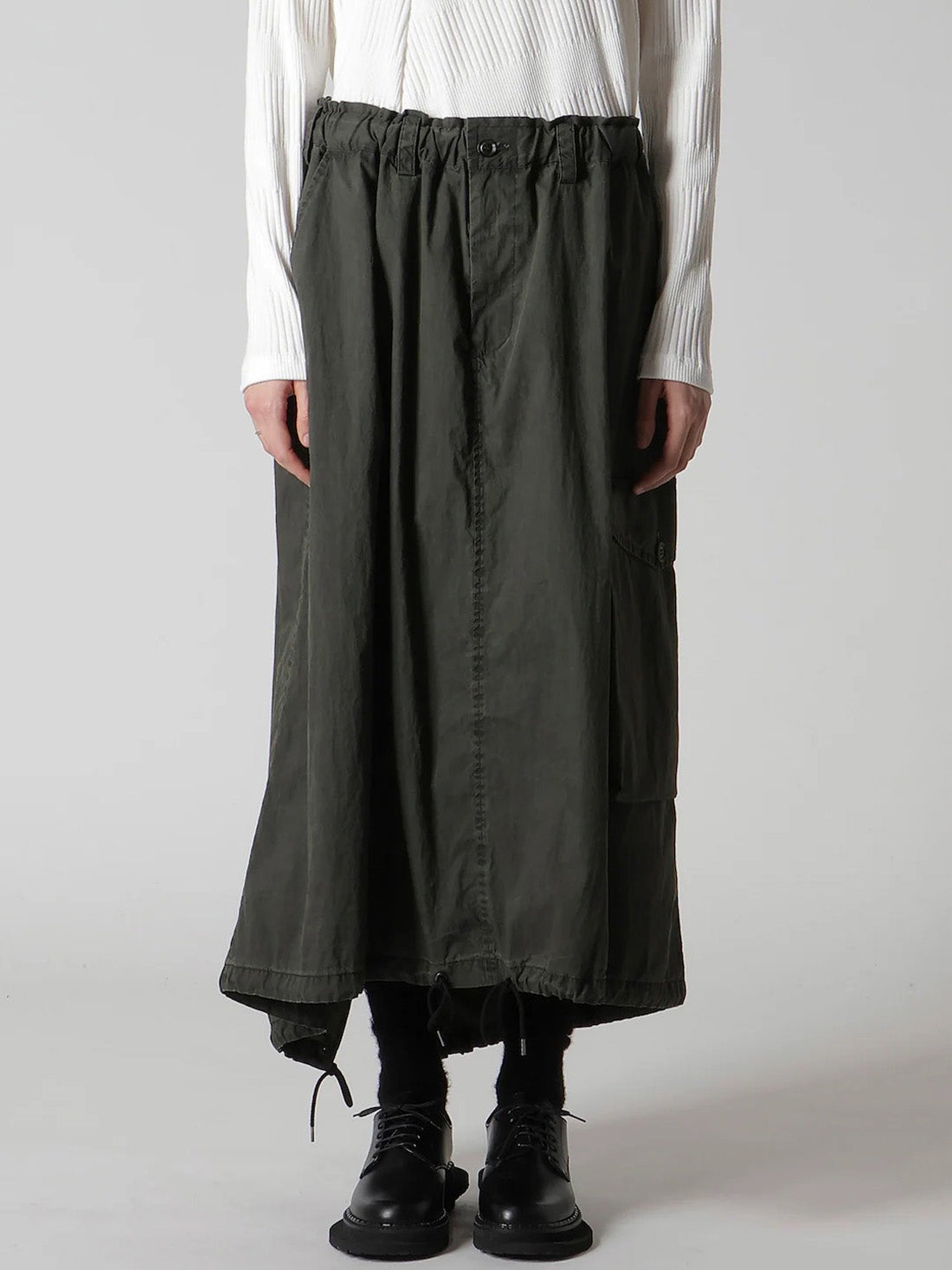 【Y's - ワイズ】C/N PIGMENT COATED FISH TAIL SKIRT  / KHAKI (スカート/カーキ)