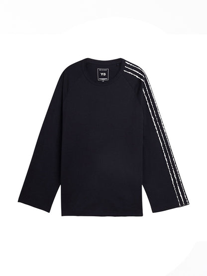 【Y-3 -ワイスリー】Y-3 RAW EDGE 3 STRIPES LONG SLEEVE TEE / BLACK(Tシャツ/ブラック)