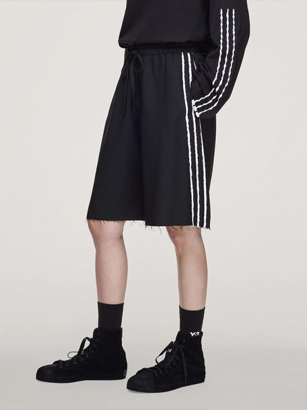 【Y-3 -ワイスリー】SPORT UNIFORM RAW CUT 3 STRIPES SHORTS / BLACK (パンツ/ブラック)