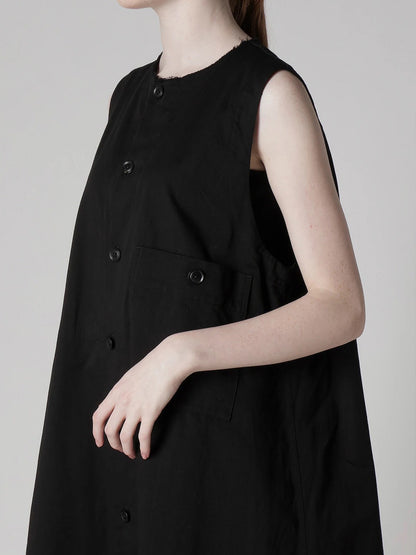 【Y's - ワイズ】[Y's BORN PRODUCT] COTTON TWILL LONG DRESS / BLACK (ドレス/ブラック)