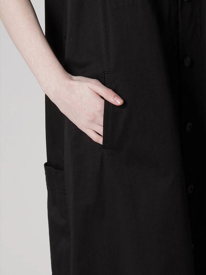 【Y's - ワイズ】[Y's BORN PRODUCT] COTTON TWILL LONG DRESS / BLACK (ドレス/ブラック)