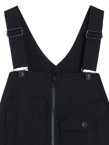 【Y's - ワイズ】[Y's BORN PRODUCT]  COTTON TWILL OVERALL / BLACK (ドレス/ブラック)