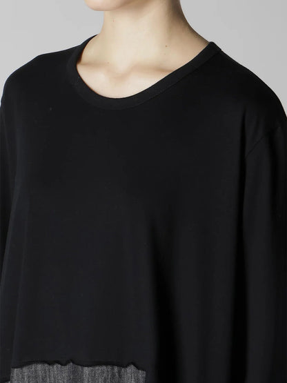 【Y's - ワイズ】DENIM COMBINATION LONG SLEEVE DRESS / BLACK (ドレス/ブラック)