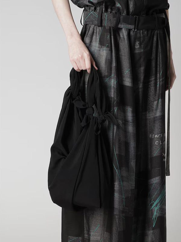 【Y's - ワイズ】TA/PE CREPE DE CHINE MINI FUROSHIKI BAG / BLACK (バッグ/ブラック)