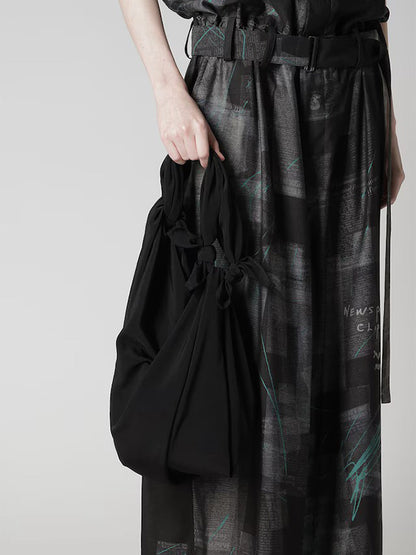 【Y's - ワイズ】TA/PE CREPE DE CHINE MINI FUROSHIKI BAG / BLACK (バッグ/ブラック)